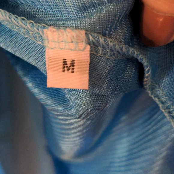 Aqua Amoin Long Open Sleeve Cold Shoulder Chiffon V Neck Tunic Blouse Size M - Picture 6 of 6